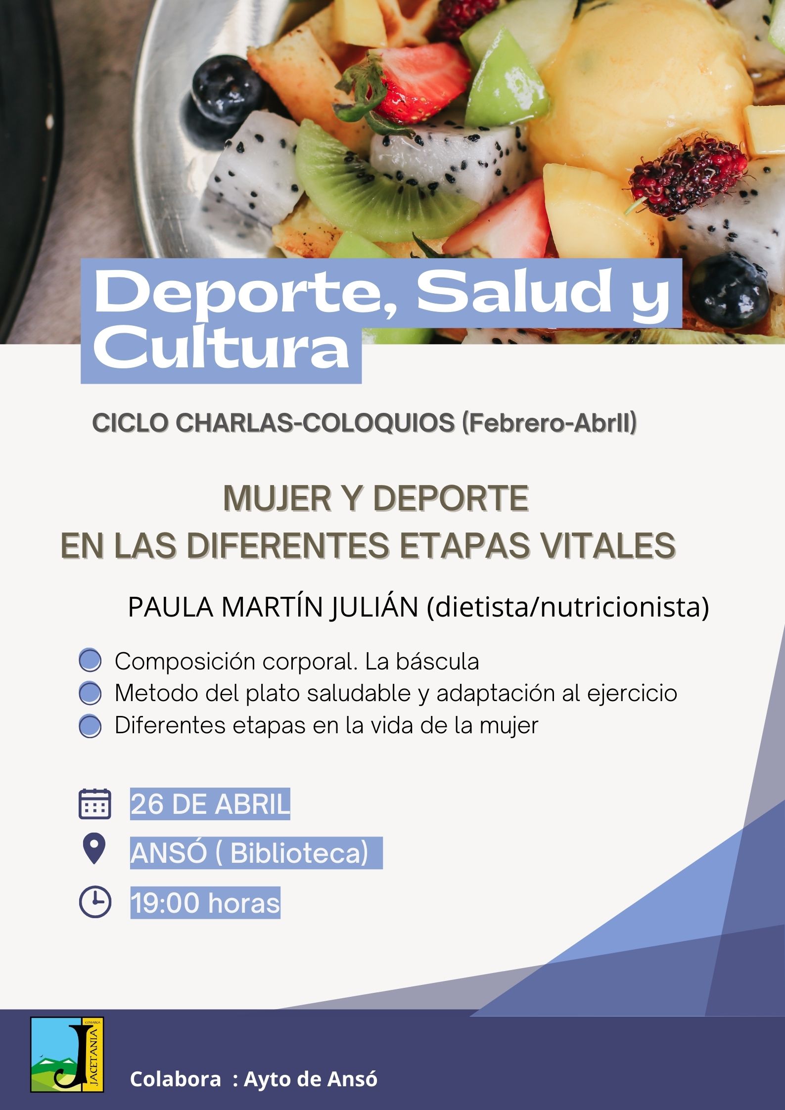 ¡Próxima parada en nuestro ciclo de “Charlas - Coloquio Salud, Deporte y Cultura”!