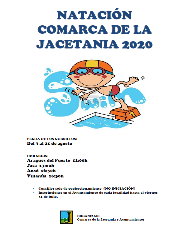 Cursillos de natación. Agosto 2020