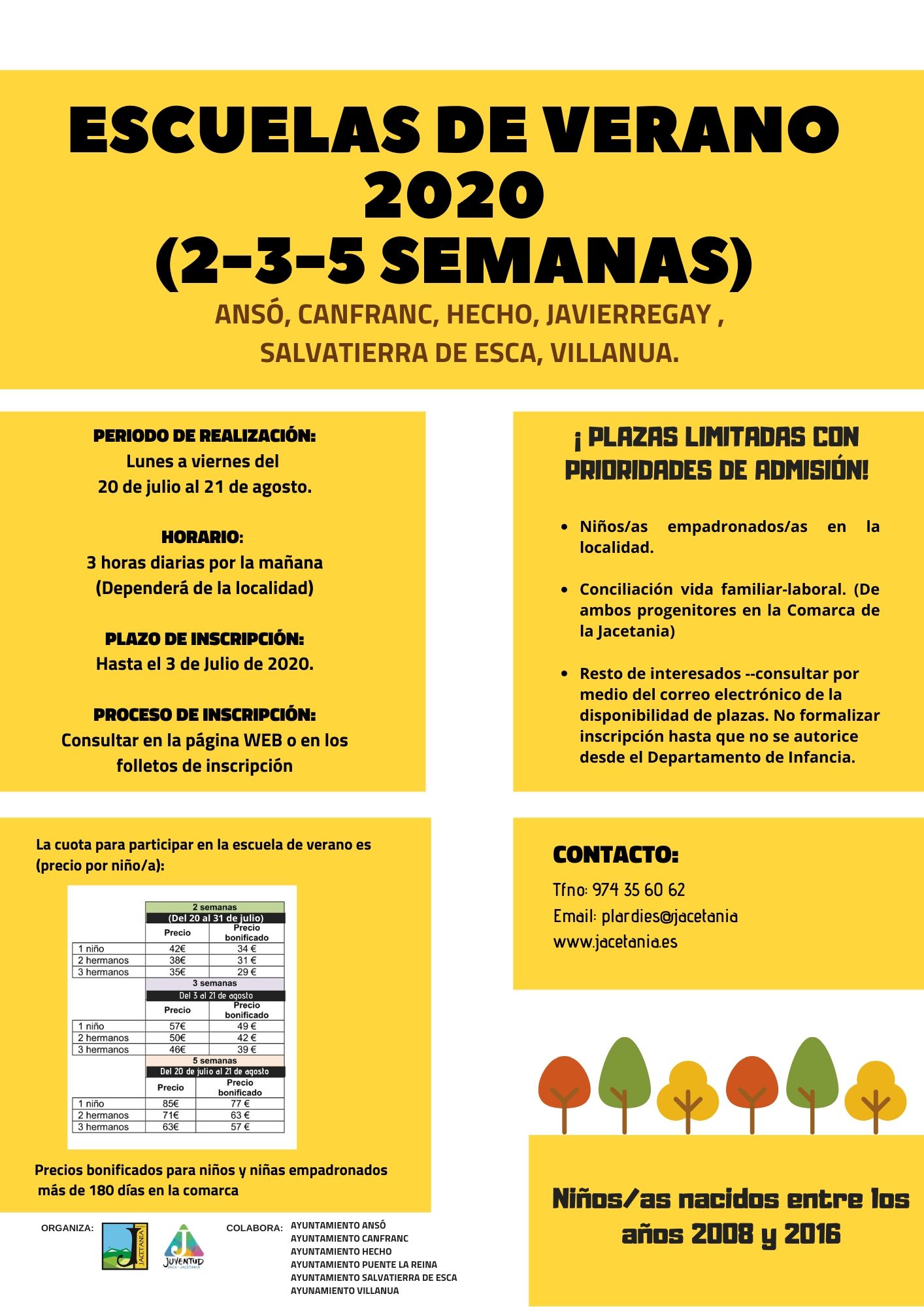ESCUELAS DE VERANO: Ansó, Canfranc, Hecho, Javierregay, Salvatierra de Esca y Villanúa
