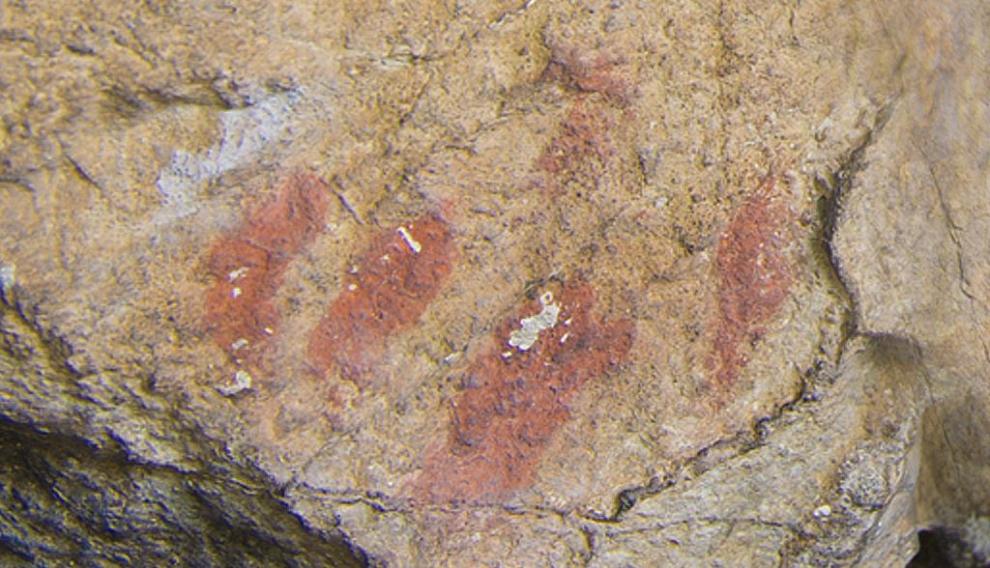 Encuentran unas pinturas rupestres en una pared rocosa de la Foz de Sigüés