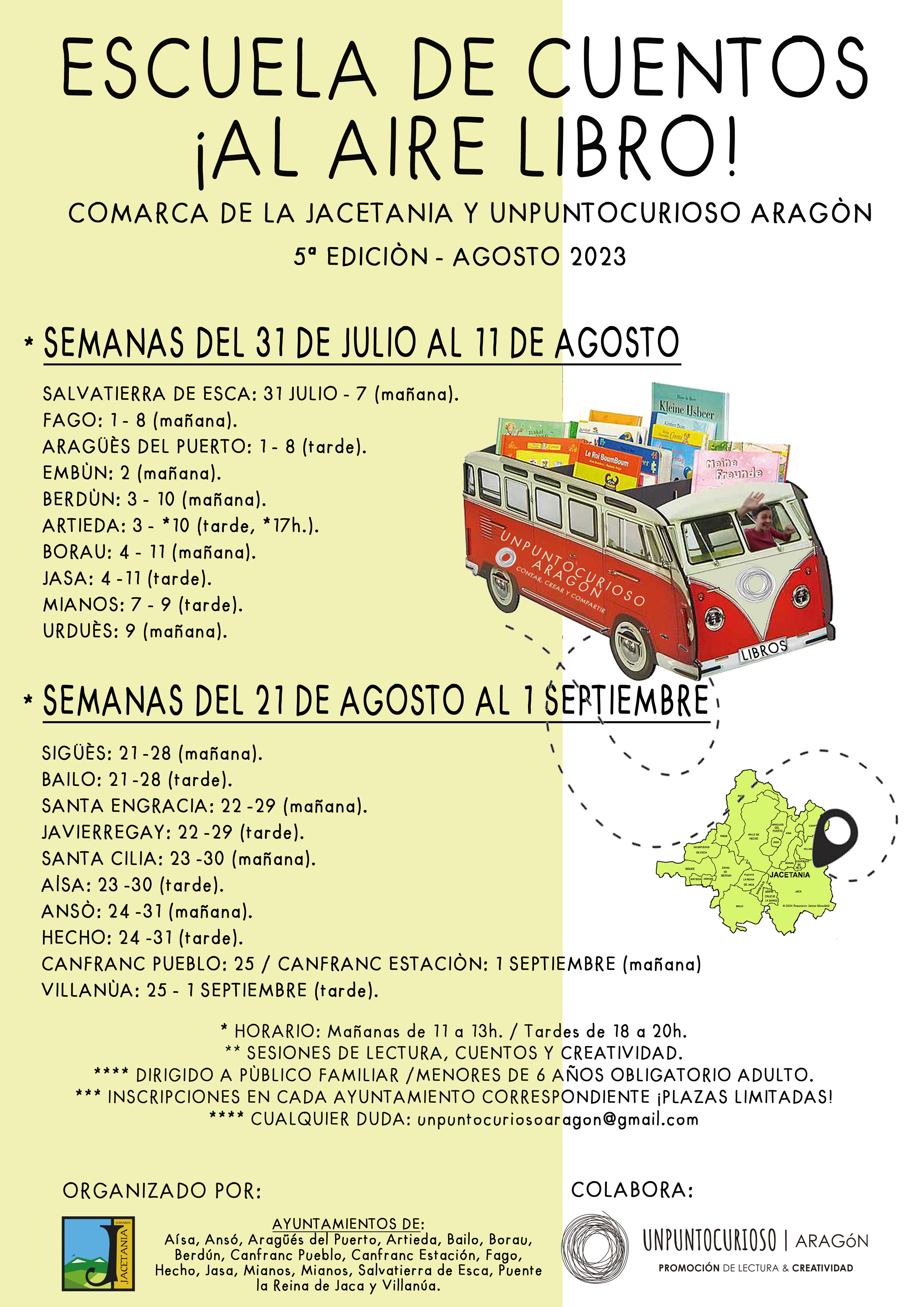 La V Escuela de Cuentos ¡Al aire libro! llegará este verano a 21 pueblos de La Jacetania