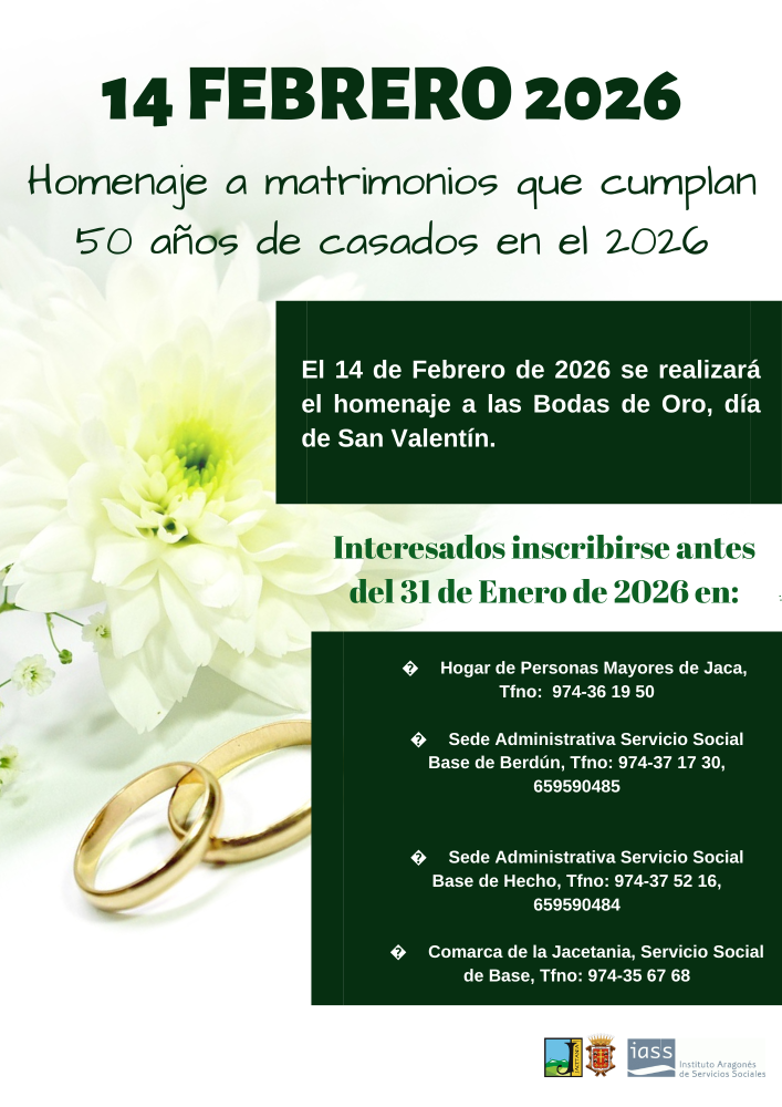 Imagen El Servicio Social de Base de la Comarca de la Jacetania volverá a contribuir en el homenaje a los matrimonios en sus Bodas de Oro